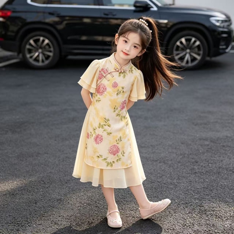 Summer Loving Kids Clothing - ชุดเดรสเด็กผู้หญิงผ้าทูลล์หวานน่ารักสำหรับฤดูร้อนใหม่ พร้อมเอวเข้ารูป เหมาะสำหรับงานปาร์ตี้ ชุดเดรสเจ้าหญิงสำหรับเด็ก