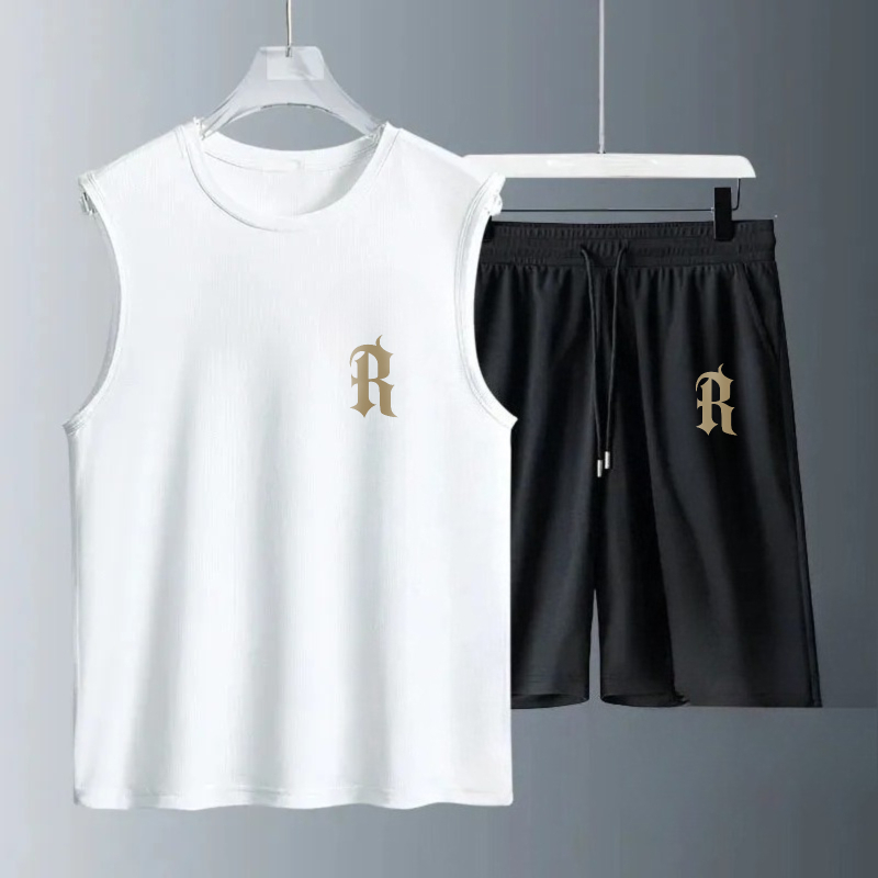 Summer Clothing Men - ชุดเสื้อกล้ามผู้ชาย 2026 ชุดเสื้อผ้าชายหาดแห้งเร็วสำหรับฤดูร้อน ชุดกีฬา ระบายอากาศได้ดี ขนาดใหญ่พิเศษสำหรับวิ่ง