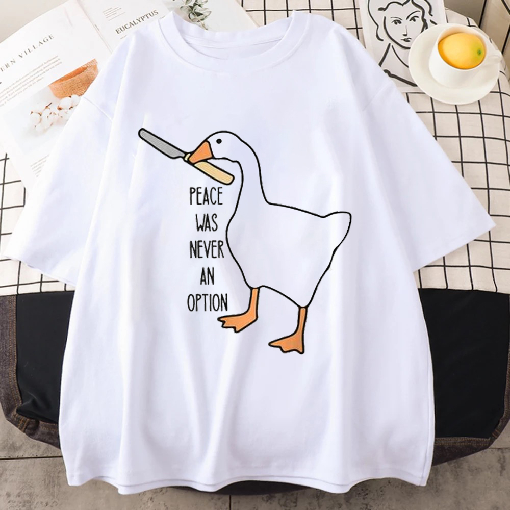 Summer Clothing Options - Goose Peace ไม่เคยตัวเลือกเสื้อยืดผู้ชายผู้หญิงฤดูร้อน Casual Tee แฟชั่นผู้ชายอินเทรนด์เสื้อผ้าแขนสั้นเสื้อ