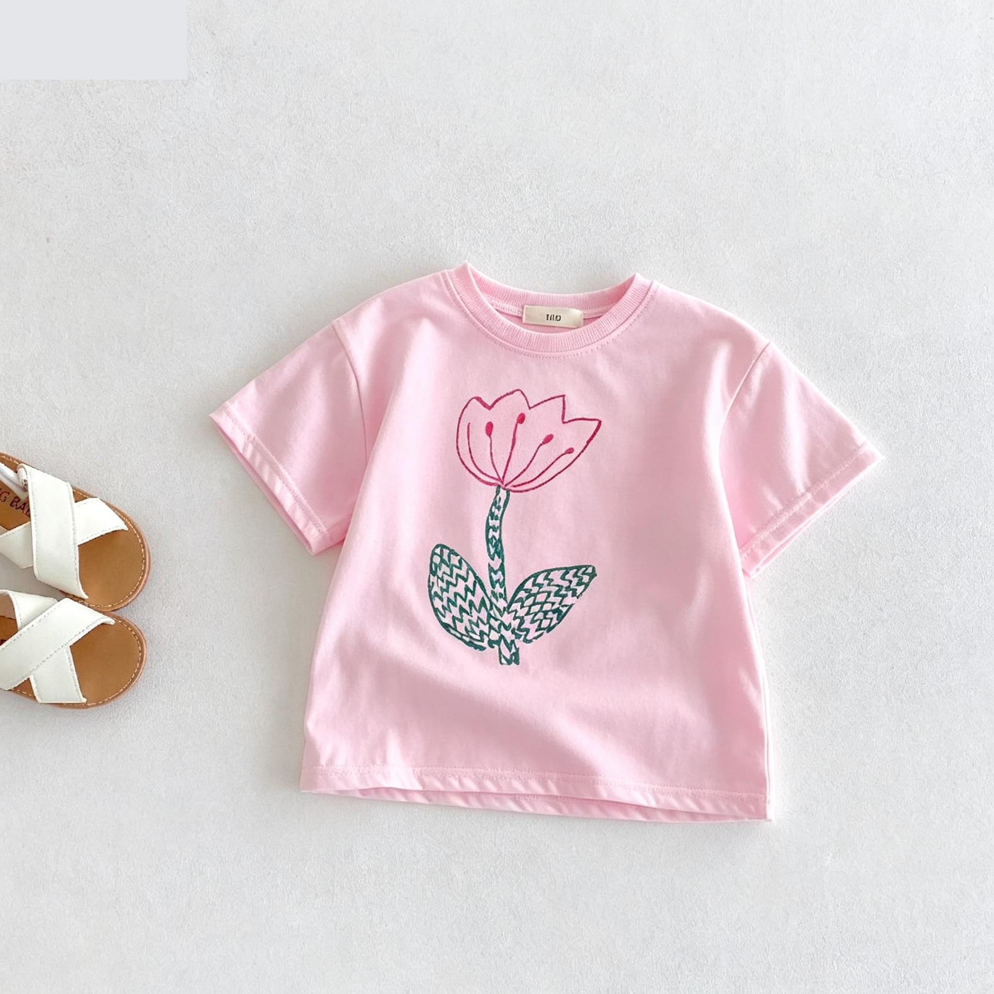 Summer Loving Kids Clothing - 9m-7y เสื้อผ้าเด็กเสื้อเด็กผู้หญิงเสื้อยืดพิมพ์ลายน่ารักเสื้อผ้าฤดูร้อนแฟชั่นที่เรียบง่ายเสื้อยืดแขนสั้นเด็กเสื้อยืดลำลอง