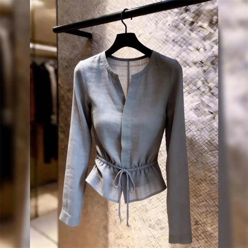 Summer Clothing For 70 Year Old Woman - เสื้อยืดผู้หญิงสีเทาสวยหรู ดีไซน์สง่างาม ฤดูร้อน 2026 เสื้อผ้าผู้หญิงสไตล์เกาหลี ได้รับคำชมอย่างสูง