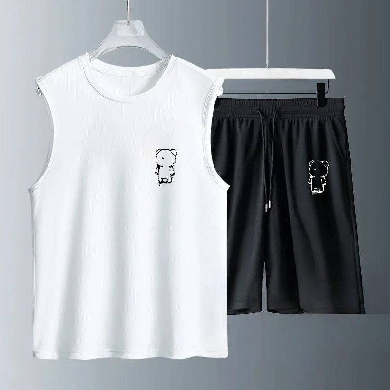 Summer Clothing Men - ชุดเสื้อกล้ามผู้ชาย ฤดูร้อน 2026 ชุดกีฬาแห้งเร็ว ระบายอากาศได้ดี เสื้อผ้าสำหรับวิ่ง