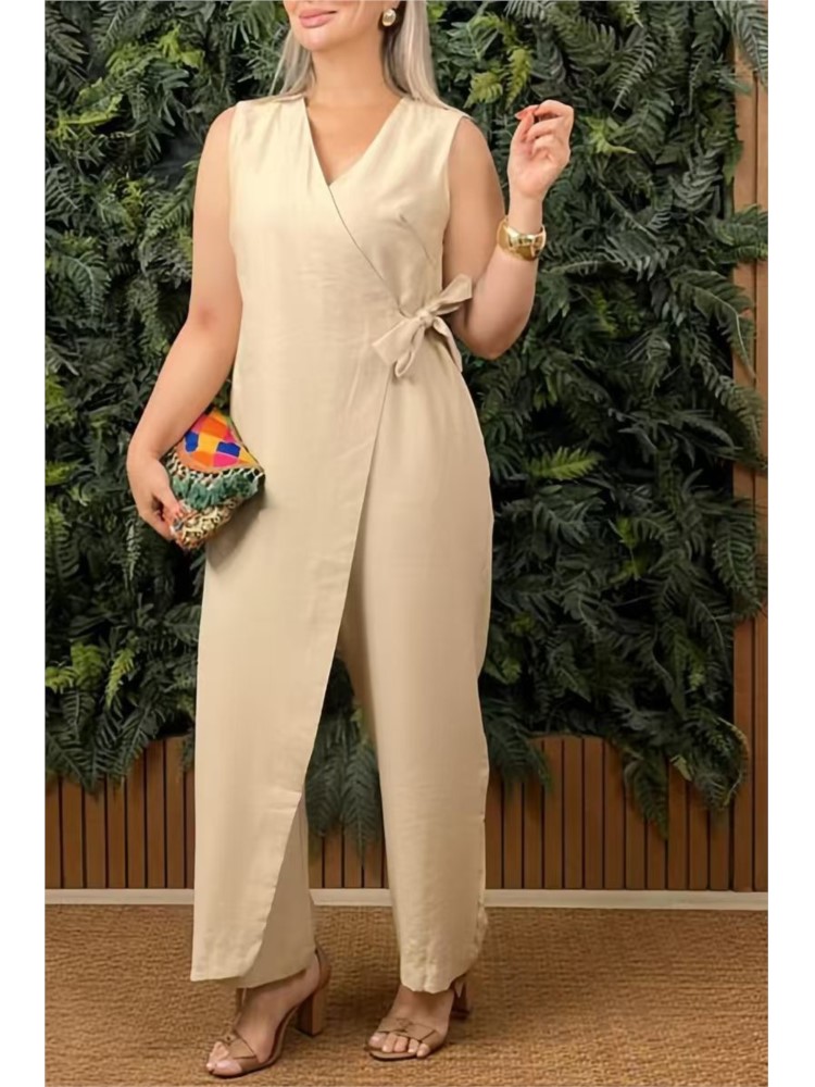 Summer Clothing Holiday - หญิงชุดลําลอง V คอ LACE-up Jumpsuits สําหรับผู้หญิงแฟชั่นสํานักงานวันหยุดเสื้อผ้าสตรี