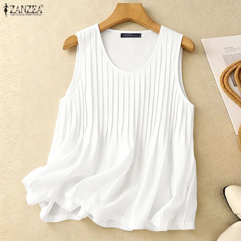 Summer Clothing Holiday - เสื้อกล้ามผู้หญิง ZANZEA สำหรับฤดูร้อน ทรงหลวม ไซส์ใหญ่ สไตล์ลำลอง