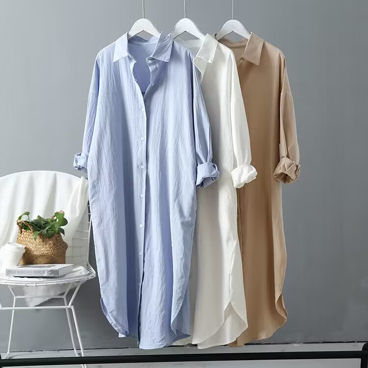 Summer Clothing For 70 Year Old Woman - เสื้อผู้หญิง 2026 สไตล์ลำลอง สีพื้น ทรงหลวม ปกคอปก