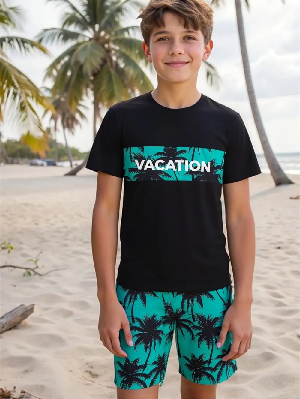 Summer Clothing List - ฮาวายชุดเด็กต้นมะพร้าว 3D พิมพ์ชุดลำลองหลวมสบายฤดูร้อนเด็กชายเสื้อชายทะเลแฟชั่นเสื้อผ้าเด็ก