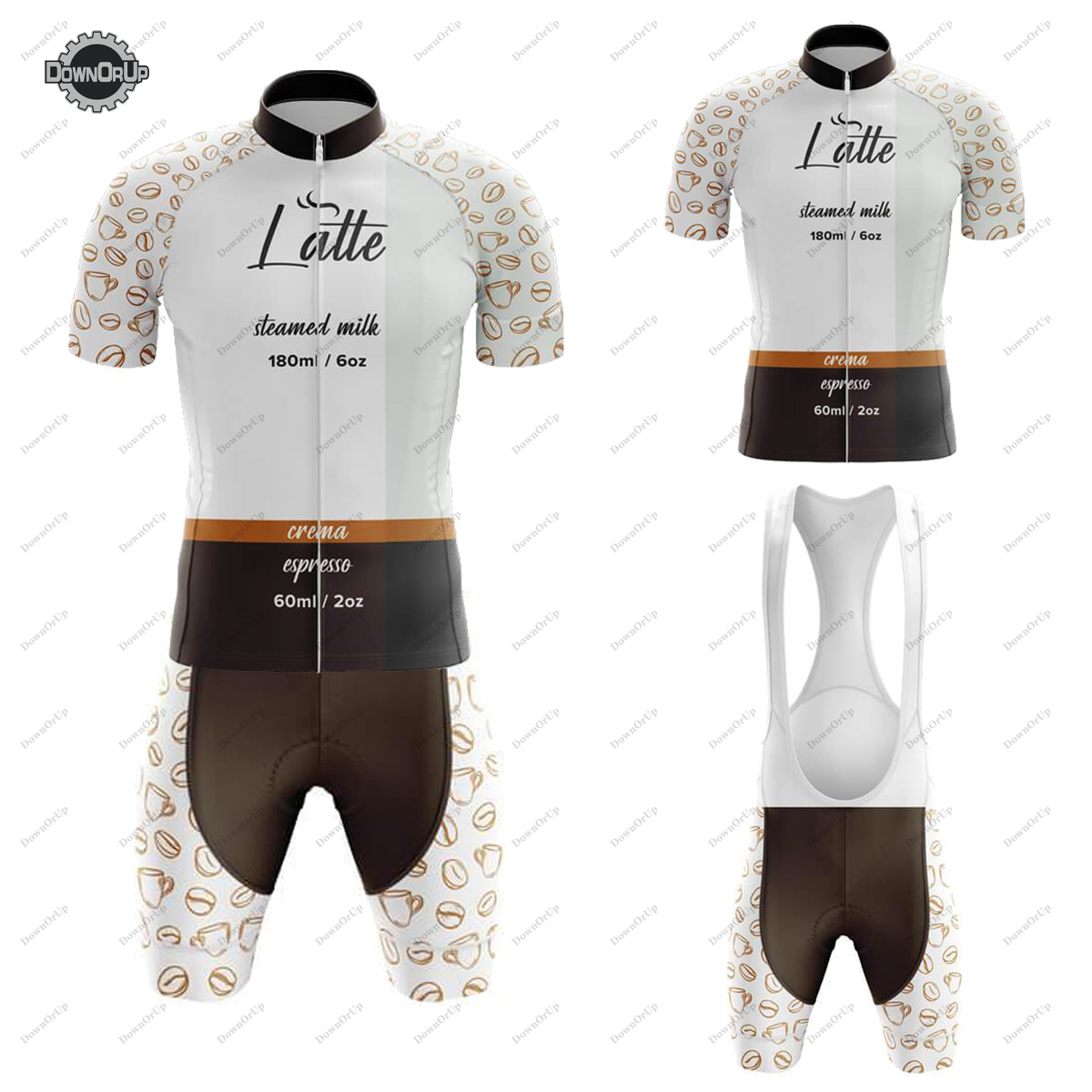 Summer Clothing List - ชุดเสื้อเจอร์ซีย์ปั่นจักรยาน Coffee List Latte สำหรับผู้ชาย แขนสั้น