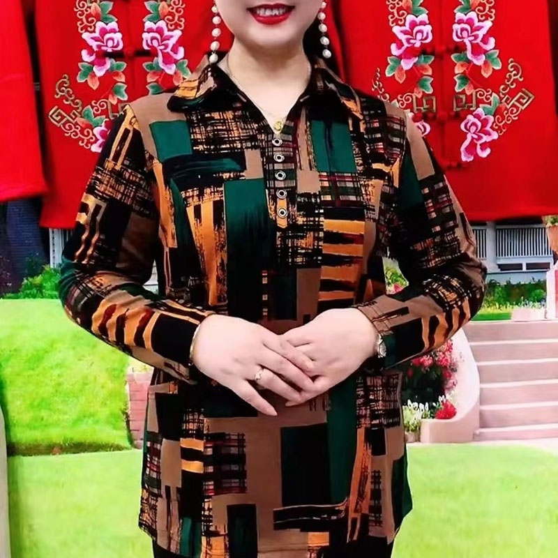 Summer Clothing For 70 Year Old Woman - เสื้อเบลาส์ทรงหลวมแขนยาวมีกระเป๋าคอปกเสื้อสำหรับผู้หญิงเดินทางเสื้อเรขาคณิตฤดูใบไม้ผลิและฤดูใบไม้ร่วง