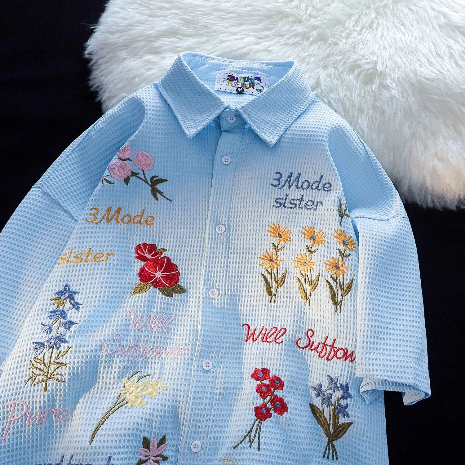 วาฟเฟิลดอกไม้เย็บปักถักร้อยเสื - Summer Clothing Holiday บทวิจารณ์และราคา