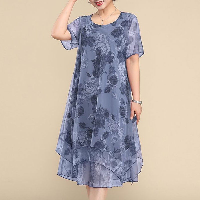 ใหม่ชุดเดรสแขนสั้นคอกลมสำหรับผ - Summer Clothing For 70 Year Old Woman บทวิจารณ์และราคา