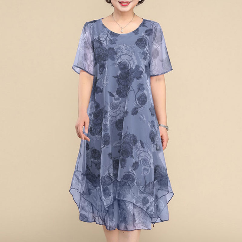 ใหม่ชุดเดรสแขนสั้นคอกลมสำหรับผ - Summer Clothing For 70 Year Old Woman บทวิจารณ์และราคา