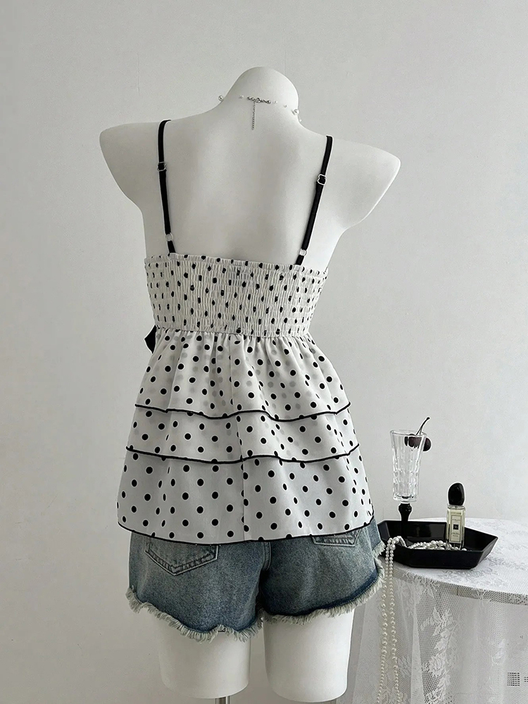 เสื้อสายเดี่ยวลายจุดสไตล์ฝรั่ง - Summer Clothing For 70 Year Old Woman บทวิจารณ์และราคา