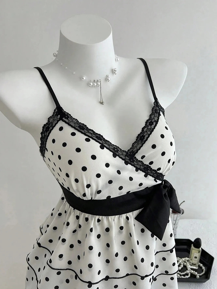 เสื้อสายเดี่ยวลายจุดสไตล์ฝรั่ง - Summer Clothing For 70 Year Old Woman บทวิจารณ์และราคา