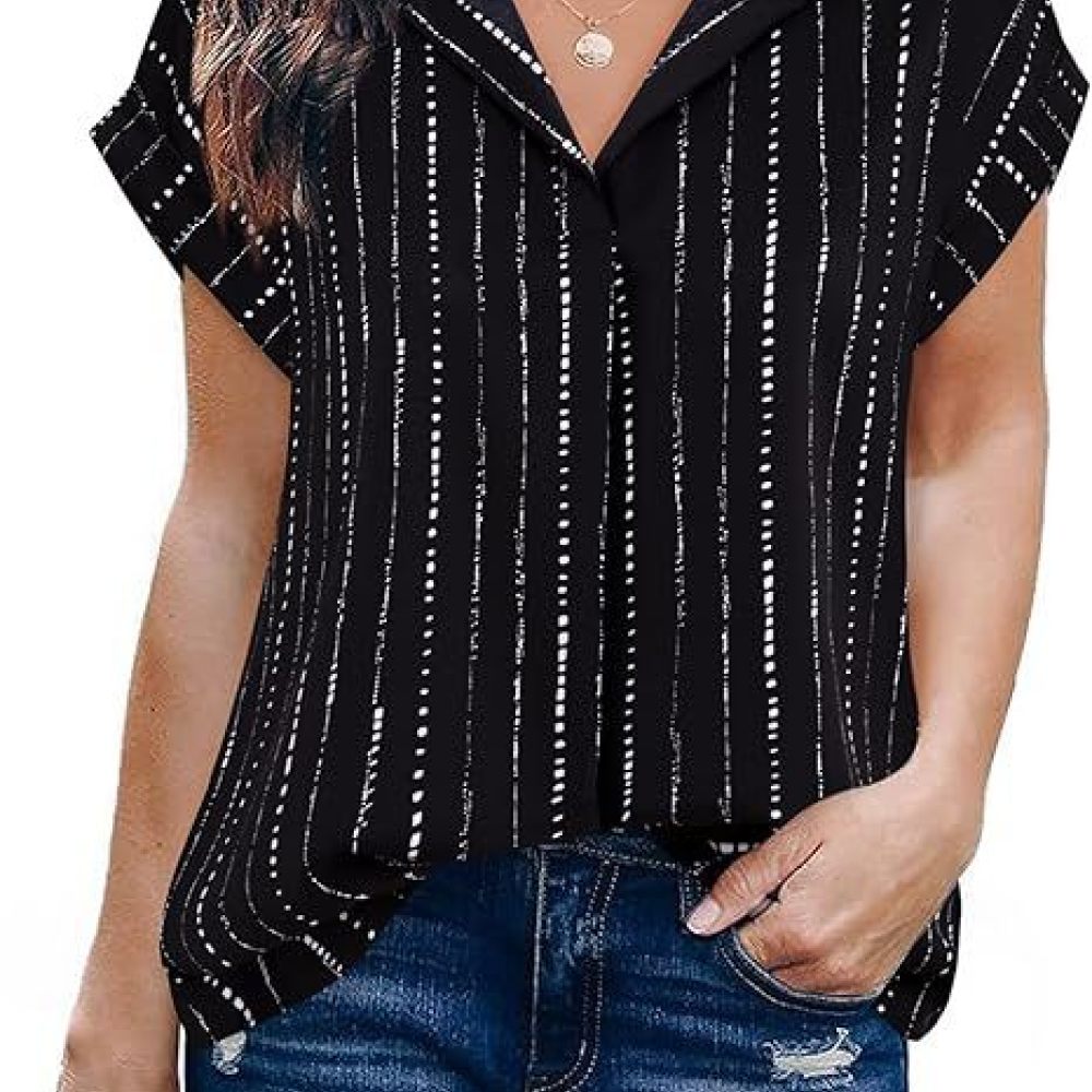 เสื้อเชิ้ตผู้หญิงลายทางแบบลำลอ - Summer Clothing Essentials Women บทวิจารณ์และราคา
