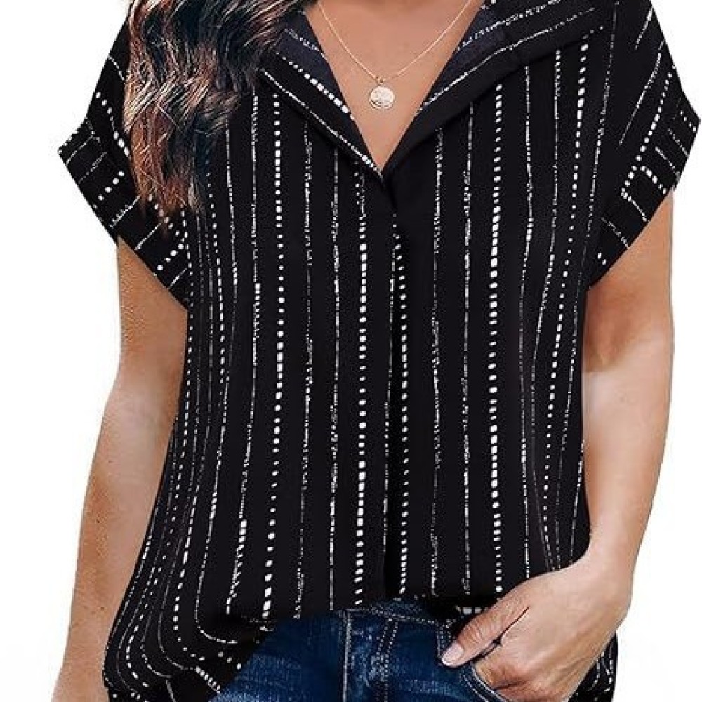 เสื้อเชิ้ตผู้หญิงลายทางแบบลำลอ - Summer Clothing Essentials Women บทวิจารณ์และราคา