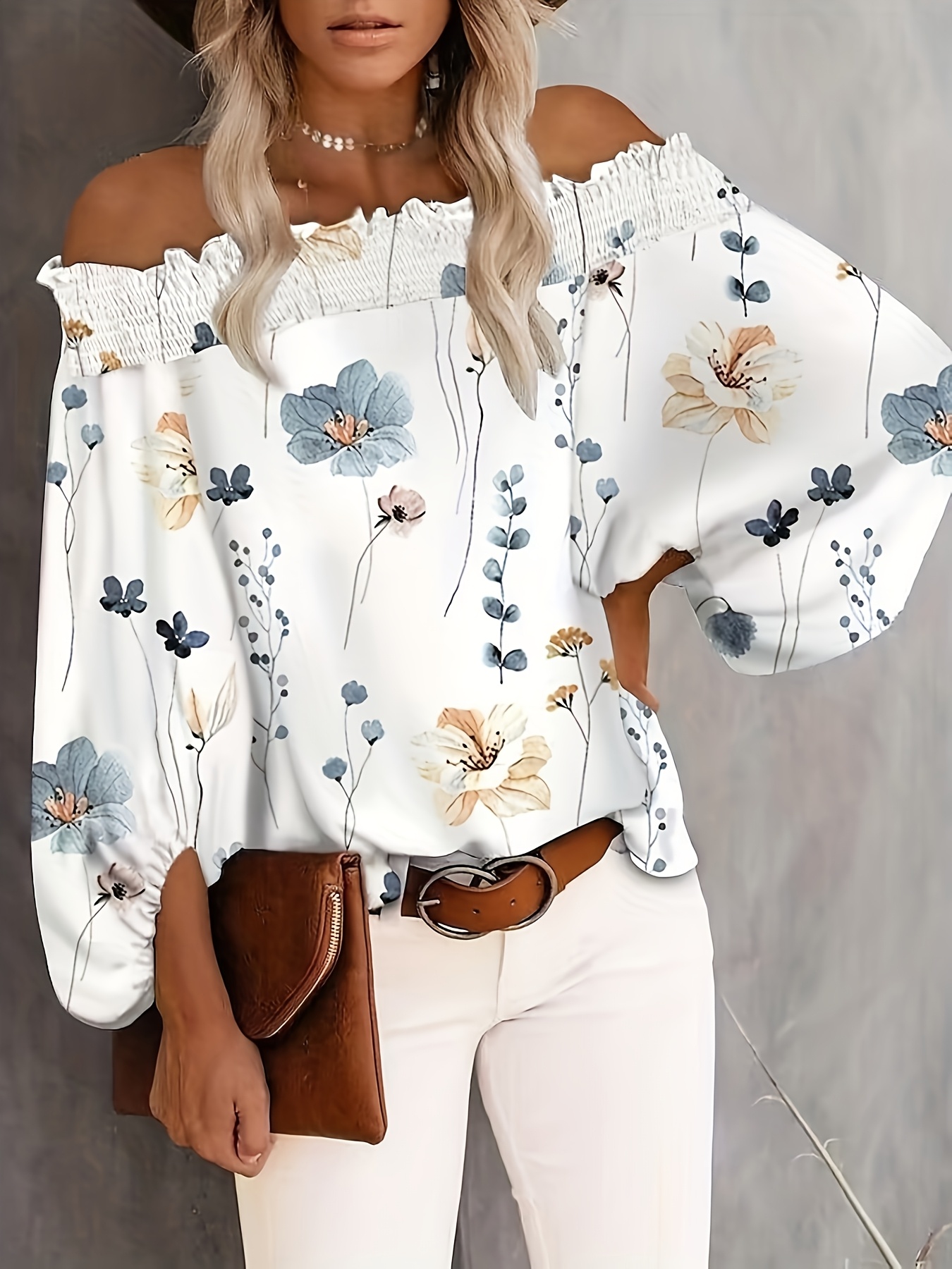 เสื้อเบลาส์แฟชั่นไซส์ใหญ่สำหรั - Off Shoulder Blouse บทวิจารณ์และราคา