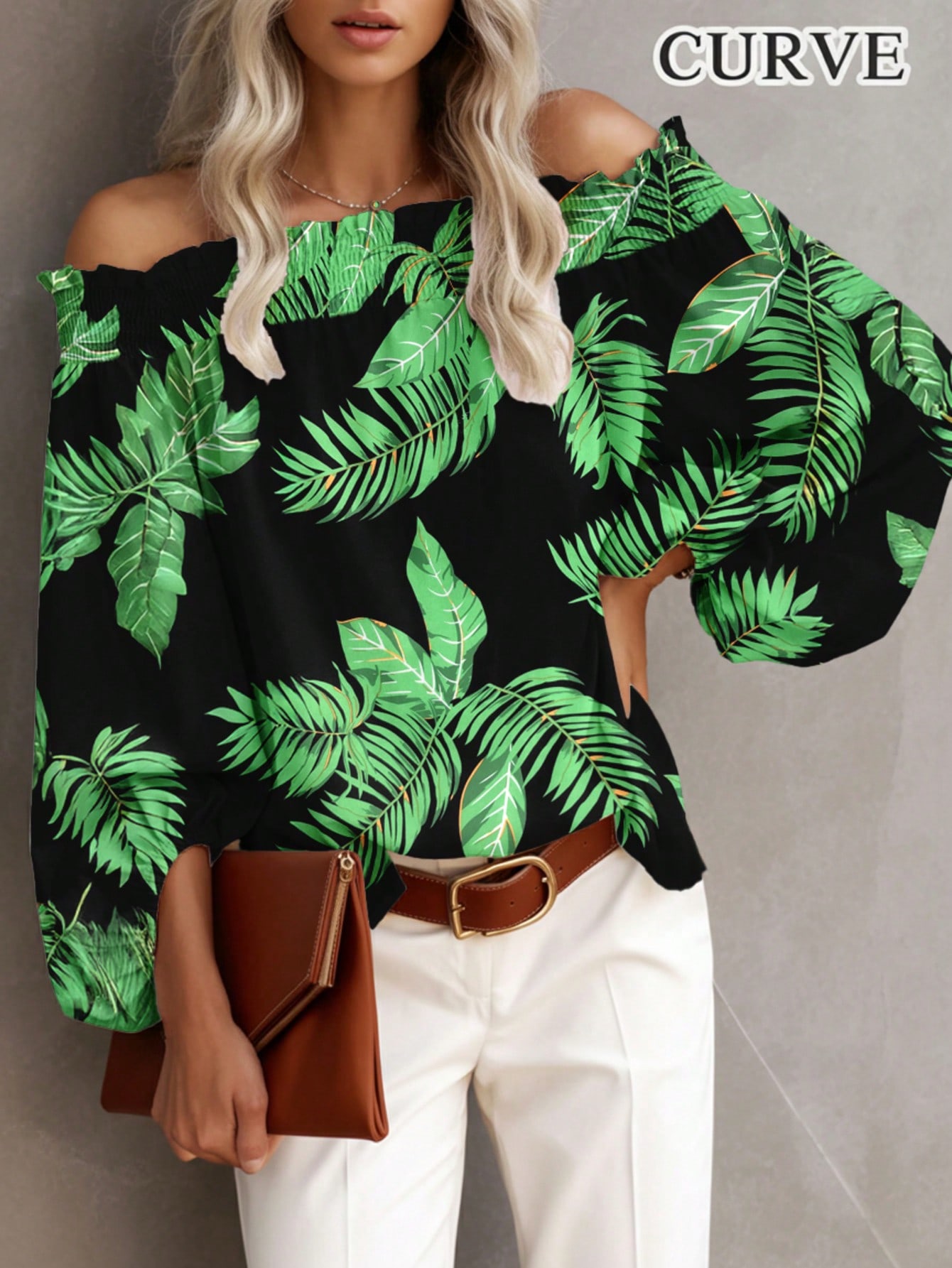 เสื้อเบลาส์แฟชั่นไซส์ใหญ่สำหรั - Off Shoulder Blouse บทวิจารณ์และราคา