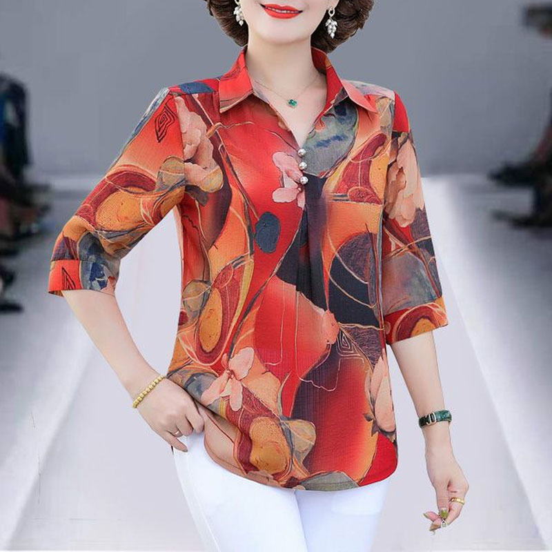 พิมพ์ลายเสื้อวินเทจลายดอกไม้สำ - Summer Clothing For 70 Year Old Woman บทวิจารณ์และราคา
