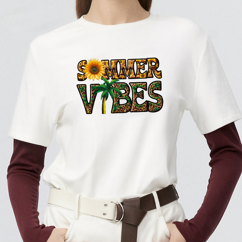 เสื้อยืดแบบรีดติดด้วยความร้อนส - Summer Clothing Vibes บทวิจารณ์และราคา