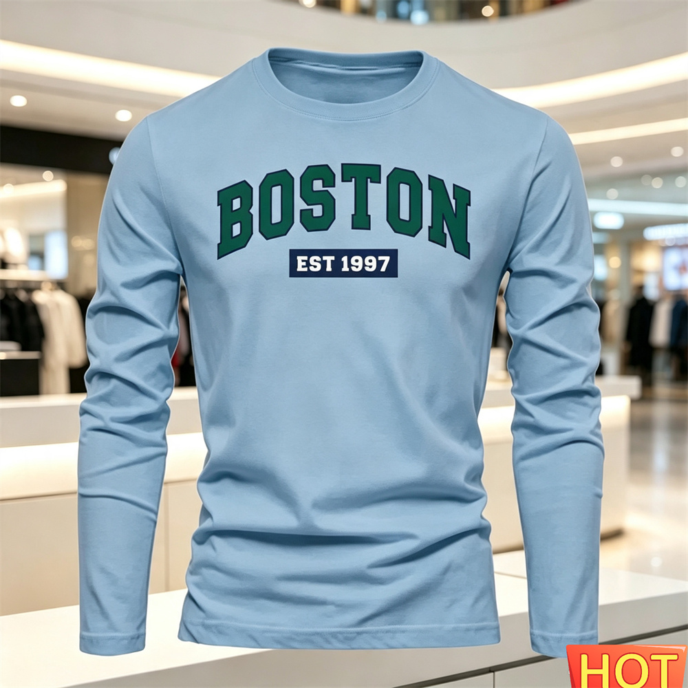 เสื้อยืดแขนยาวผู้ชายลายตัวอักษ - Summer Clothing Men บทวิจารณ์และราคา