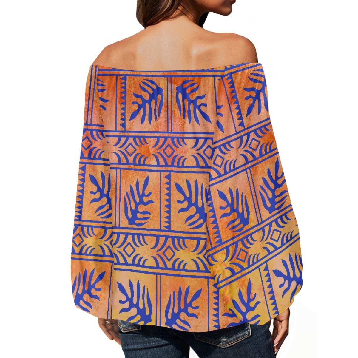 เสื้อผ้าชนเผ่าโพลินีเซียน ลายพ - Off Shoulder Blouse บทวิจารณ์และราคา