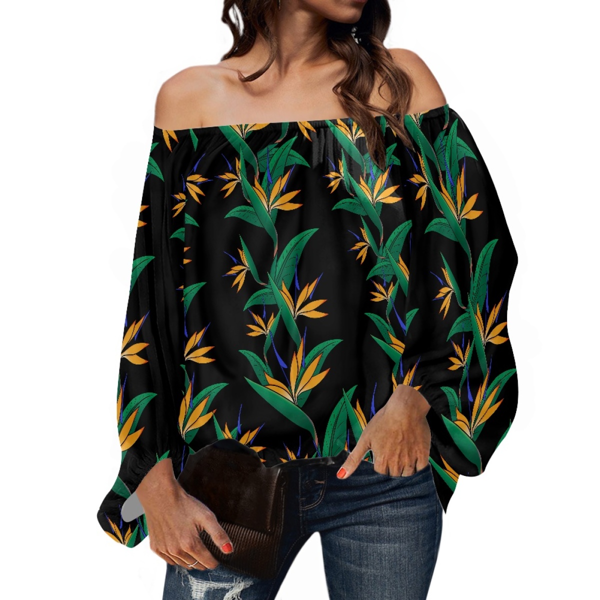 เสื้อผ้าชนเผ่าโพลินีเซียน ลายพ - Off Shoulder Blouse บทวิจารณ์และราคา