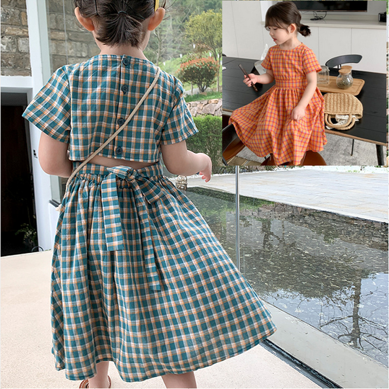 ชุดเดรสแขนสั้นผูกเชือกลายสก็อต - Summer Loving Kids Clothing บทวิจารณ์และราคา