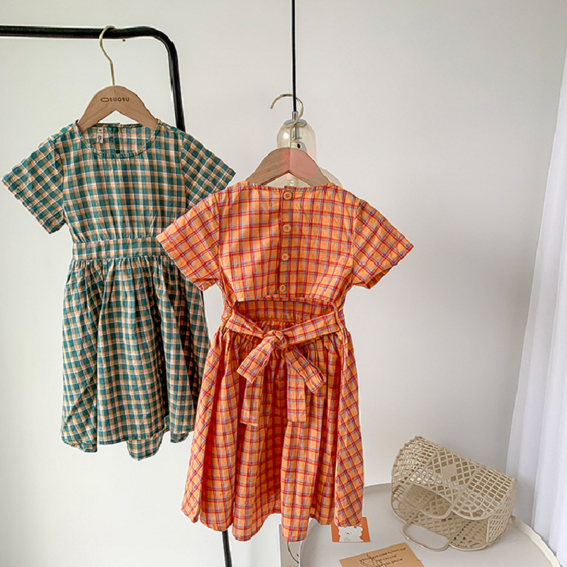 ชุดเดรสแขนสั้นผูกเชือกลายสก็อต - Summer Loving Kids Clothing บทวิจารณ์และราคา