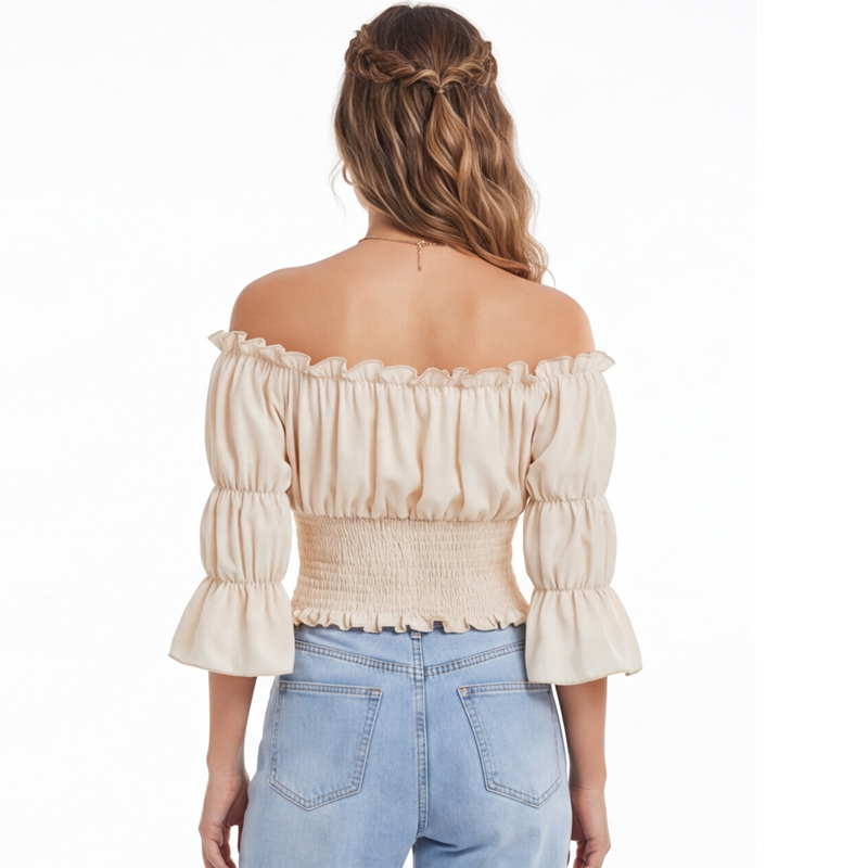 เสื้อเรอเนซองส์สำหรับผู้หญิง แ - Off Shoulder Blouse บทวิจารณ์และราคา