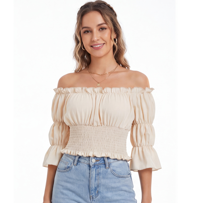 เสื้อเรอเนซองส์สำหรับผู้หญิง แ - Off Shoulder Blouse บทวิจารณ์และราคา