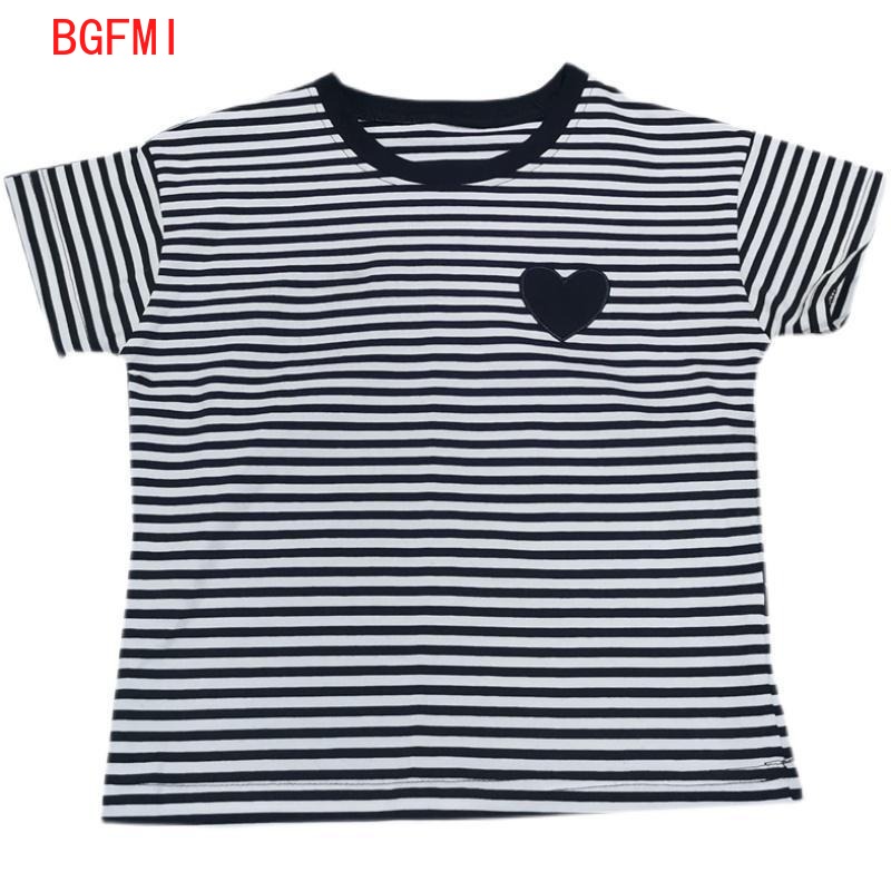 เสื้อยืดแขนสั้นลายทางผ้าฝ้ายเด - Summer Loving Kids Clothing บทวิจารณ์และราคา